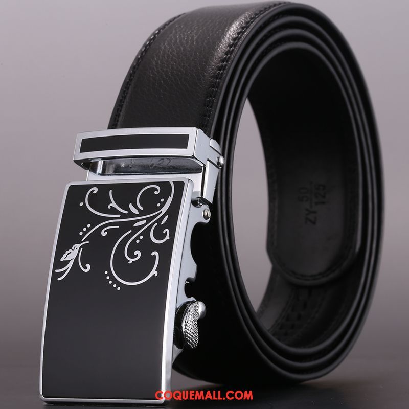 Ceinture Homme Boucle Automatique Noir Tendance, Ceinture Jeunesse Entreprise