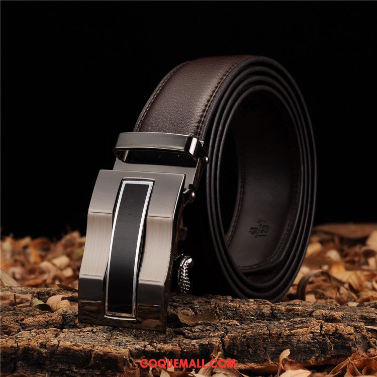 Ceinture Homme Cuir Véritable Boucle Automatique Marron, Ceinture Entreprise Loisir Braun Dunkel