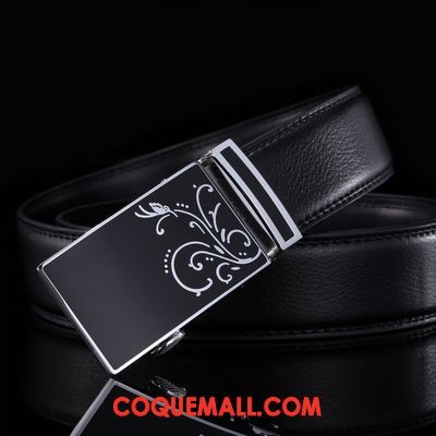 Ceinture Homme Cuir Véritable Jeunesse Étudiant, Ceinture Boucle Automatique Loisir Gold