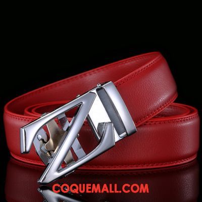 Ceinture Homme Cuir Véritable Jeunesse Étudiant, Ceinture Boucle Automatique Loisir Gold