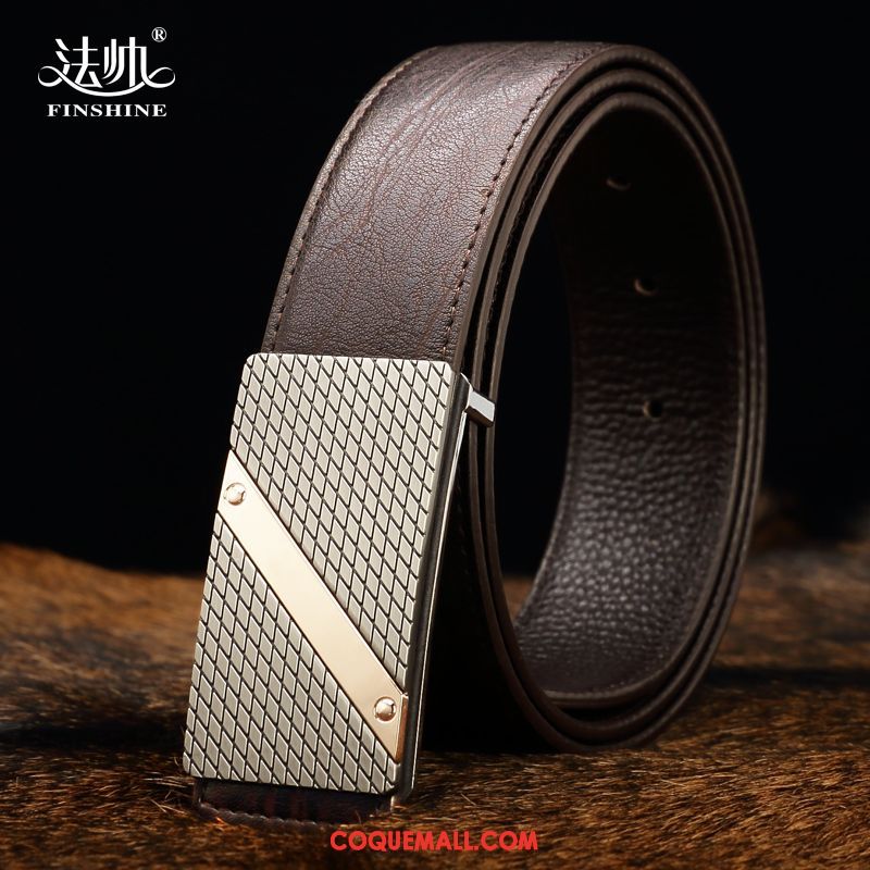 Ceinture Homme Cuir Véritable Loisir Jeunesse, Ceinture Lisse Couche De Tête