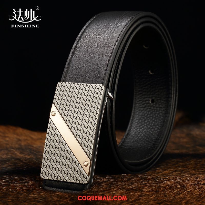 Ceinture Homme Cuir Véritable Loisir Jeunesse, Ceinture Lisse Couche De Tête