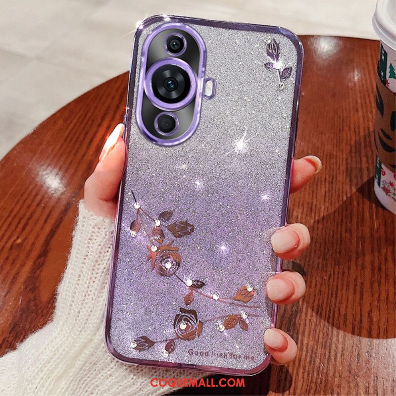 Coque Huawei Nova 11 Pro Fleurs en Strass KADEM