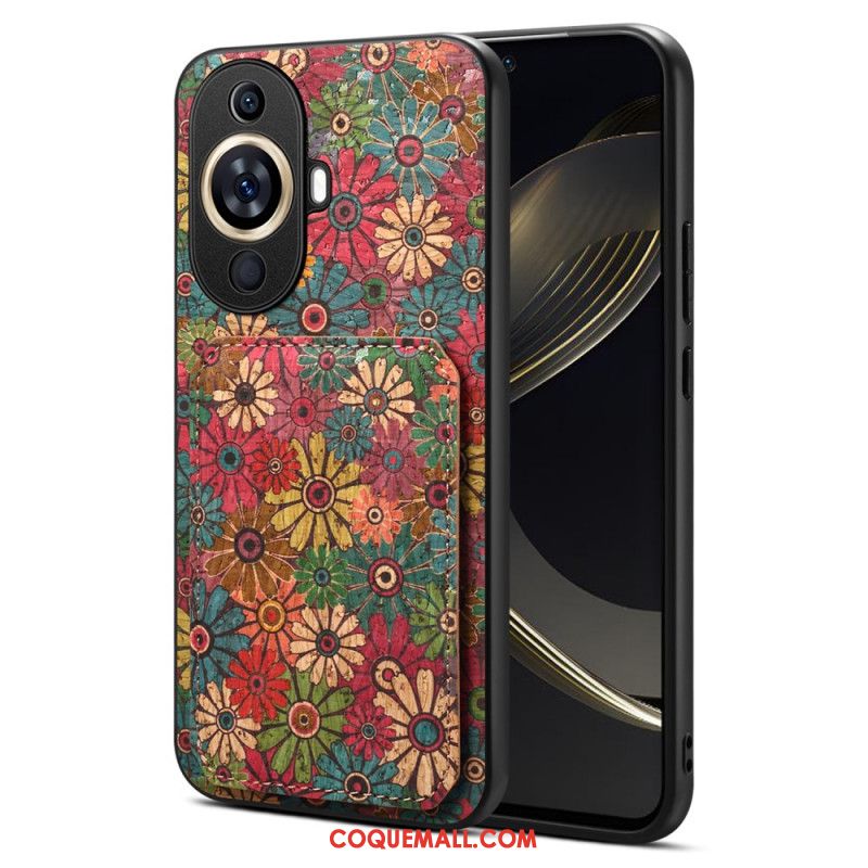 Coque Huawei Nova 11 Pro Porte-Cartes Motif Floral