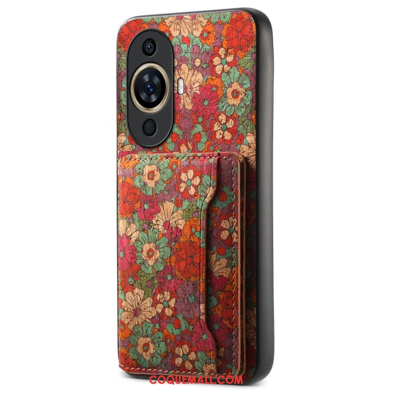 Coque Huawei Nova 12S Porte-Cartes Support Florale