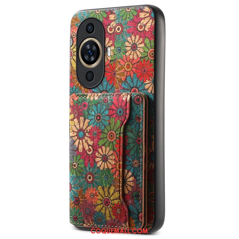 Coque Huawei Nova 12S Porte-Cartes Support Florale