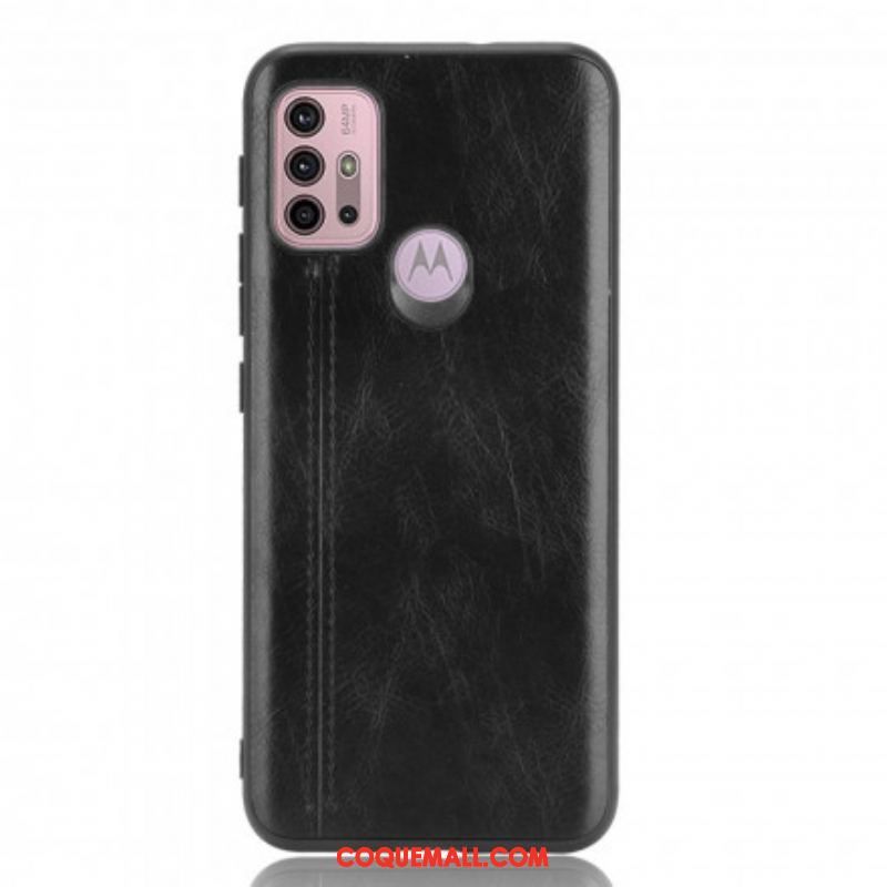 Coque Moto G30 / Moto G10 Effet Cuir Couture