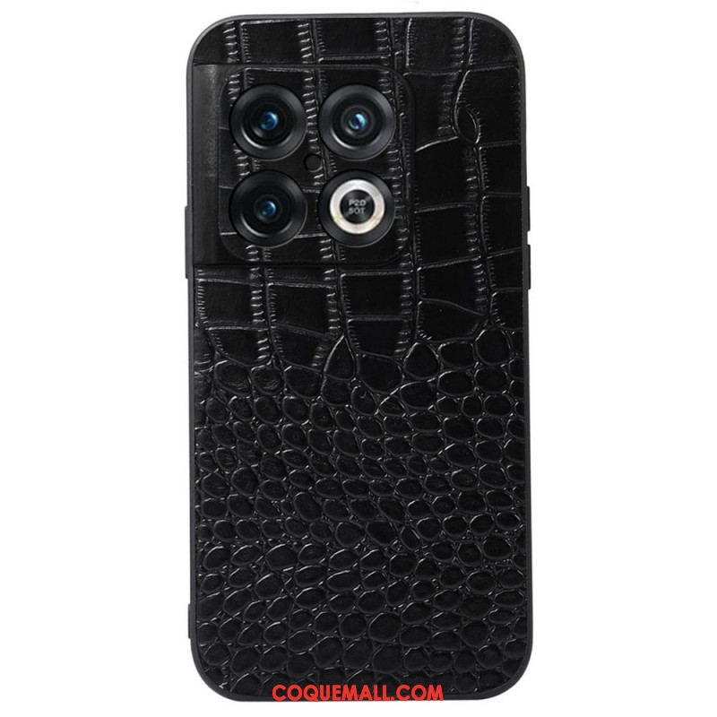 Coque OnePlus 10 Pro 5G Véritable Cuir Texture Crocodile