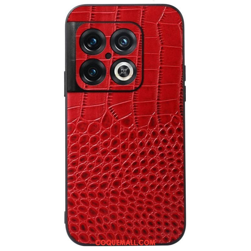 Coque OnePlus 10 Pro 5G Véritable Cuir Texture Crocodile