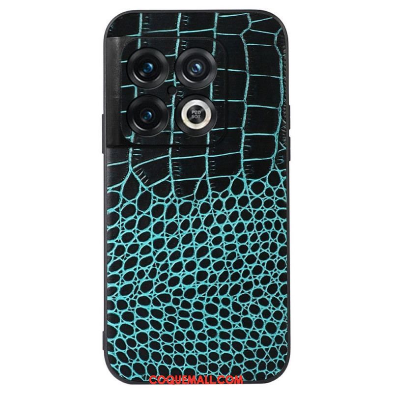 Coque OnePlus 10 Pro 5G Véritable Cuir Texture Crocodile