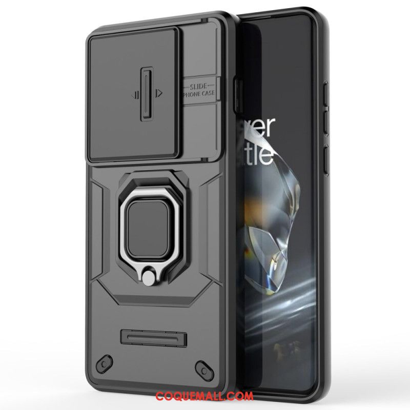 Coque OnePlus 12 5G Ring Résistante avec Protecteur Objectif Coulissant