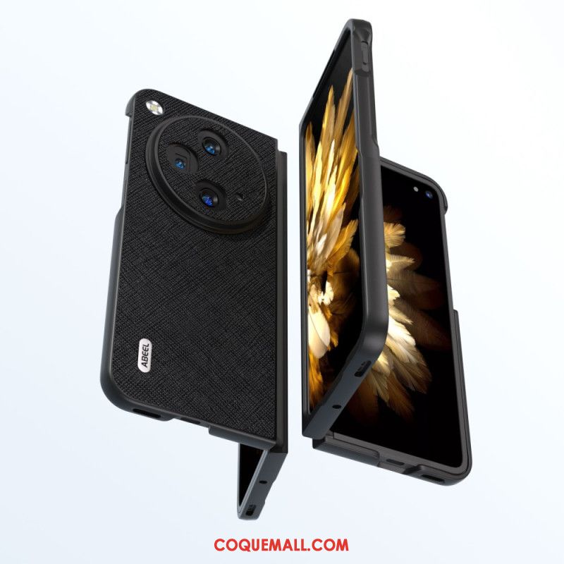 Coque OnePlus Open / Oppo Find N3 5G Vrai Cuir Tissé ABEEL