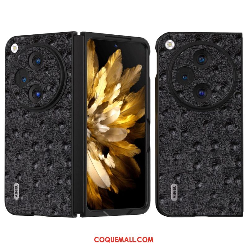 Coque OnePlus Open Véritable Cuir Motif Autruche