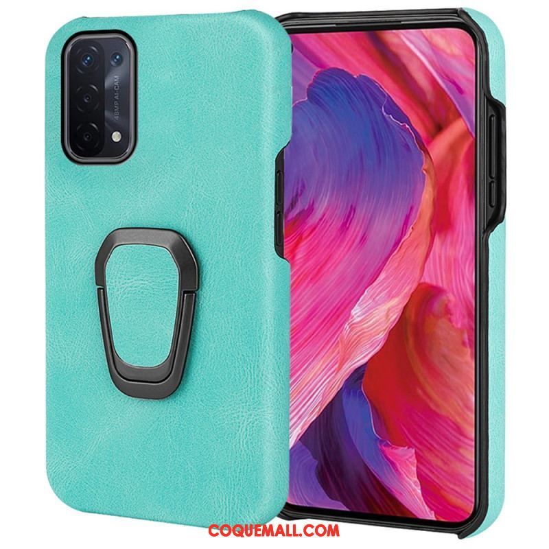 Coque Oppo A54 5G / A74 5G Effet Cuir Anneau-Support