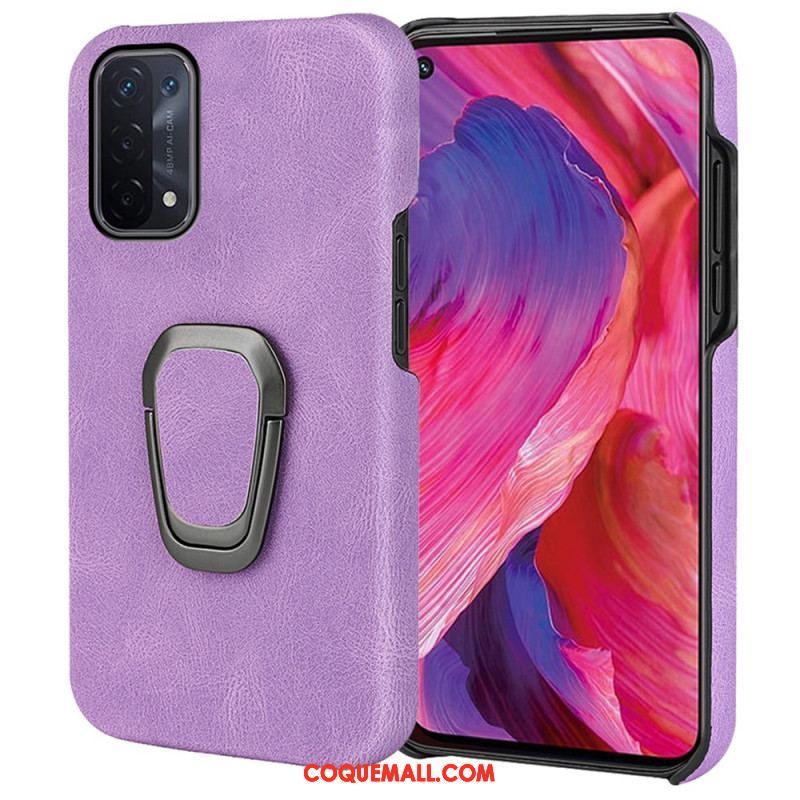 Coque Oppo A54 5G / A74 5G Effet Cuir Anneau-Support