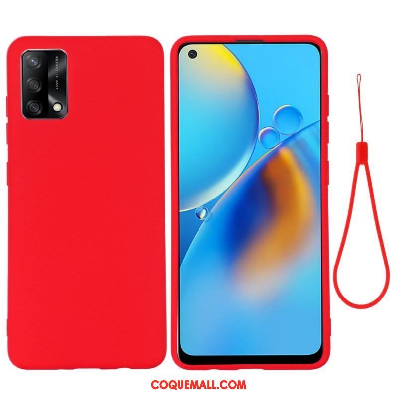 Coque Oppo A74 4G Silicone Liquide Avec Lanière