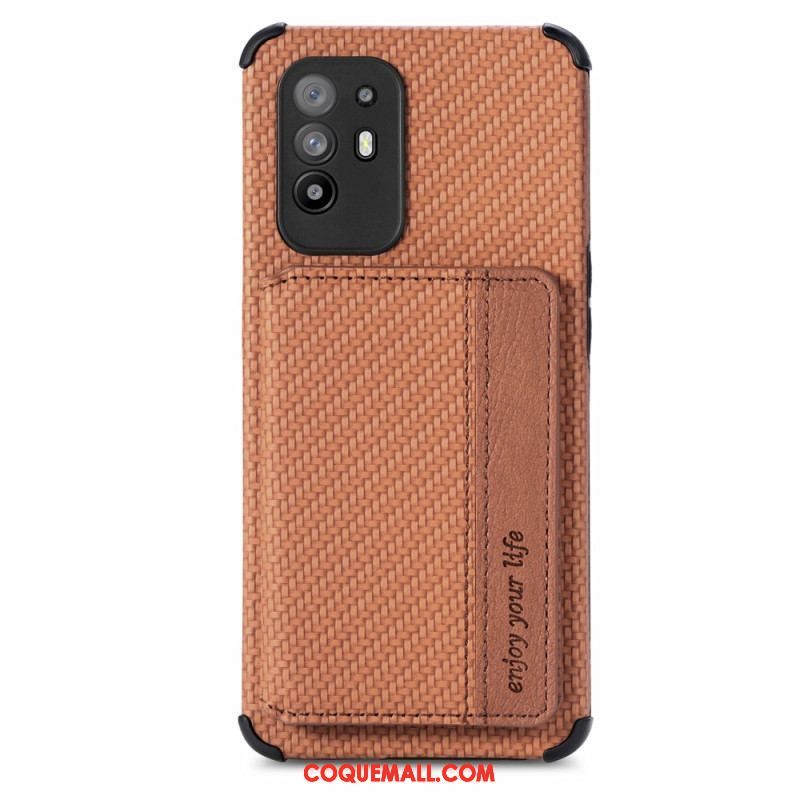 Coque Oppo A94 5G Fibre Carbone Porte-Cartes