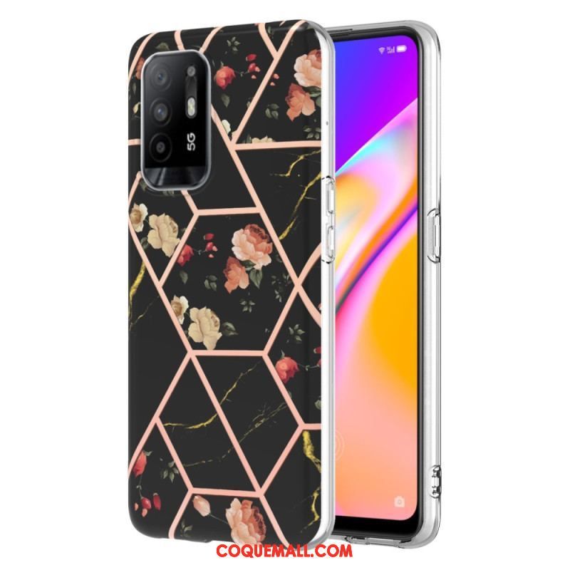 Coque Oppo A94 5G Marbre Géométrique Coloré