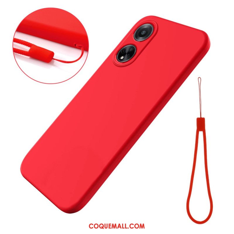 Coque Oppo A98 5G Silicone Liquide à Lanière