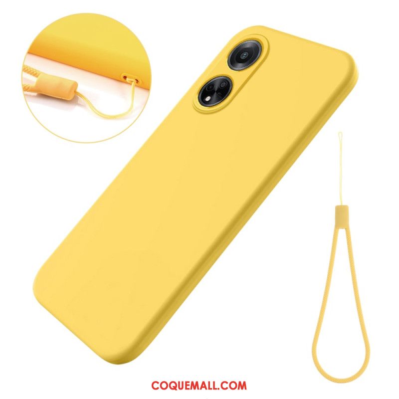 Coque Oppo A98 5G Silicone Liquide à Lanière