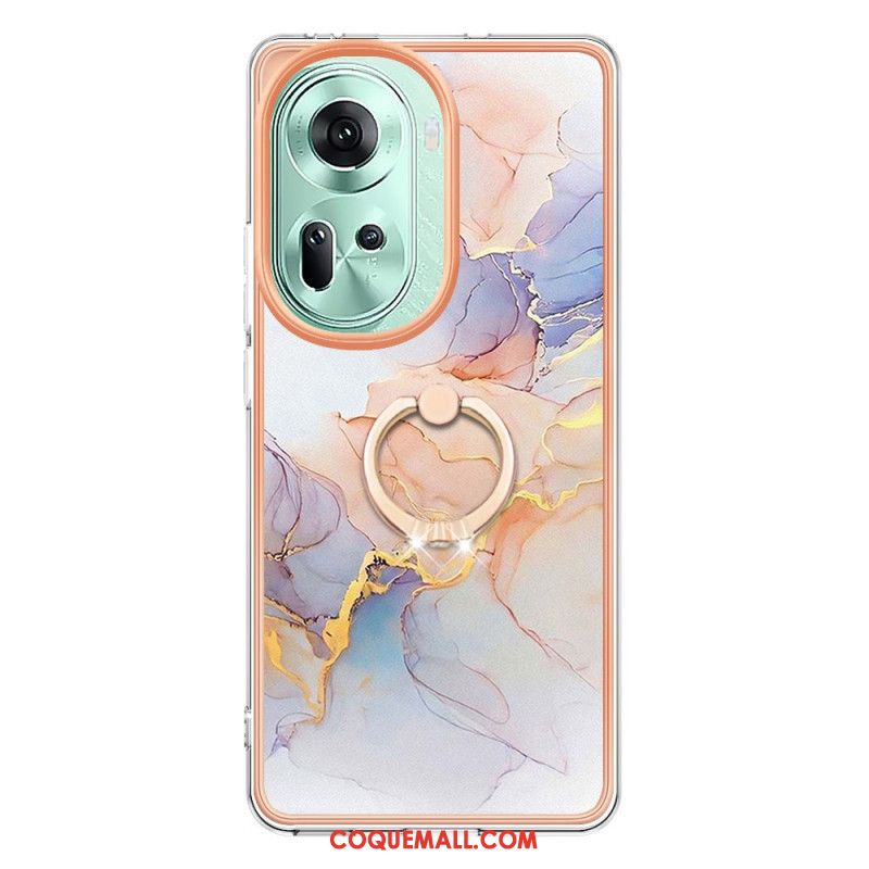 Coque Oppo Reno 11 5G Anneau-Support Design Marbré