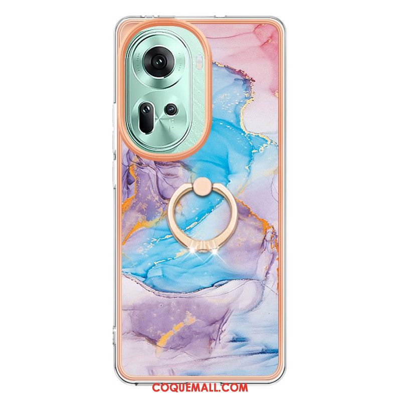 Coque Oppo Reno 11 5G Anneau-Support Design Marbré