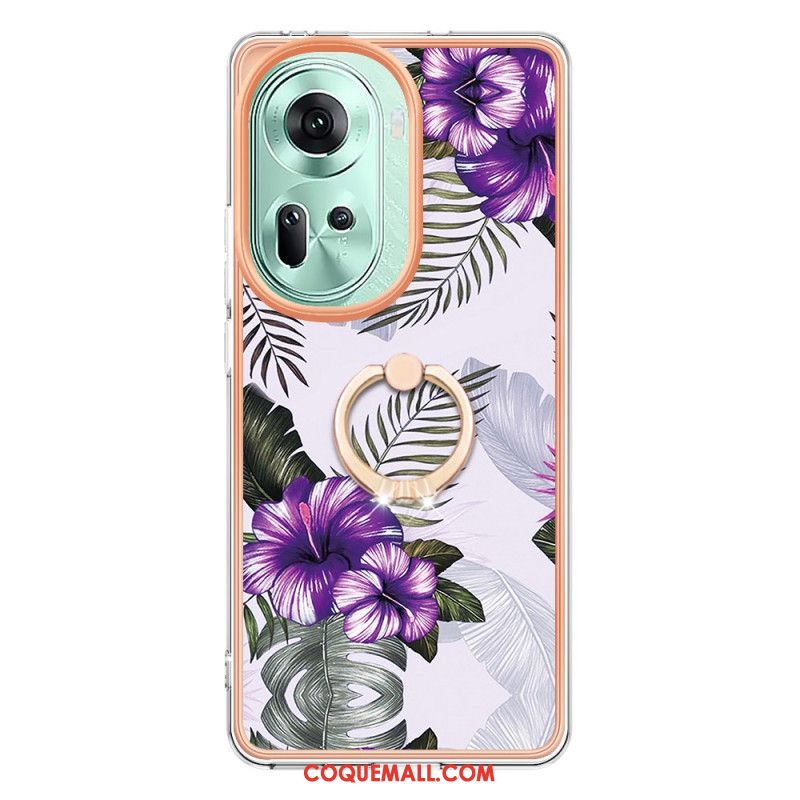 Coque Oppo Reno 11 5G Anneau-Support Design Marbré