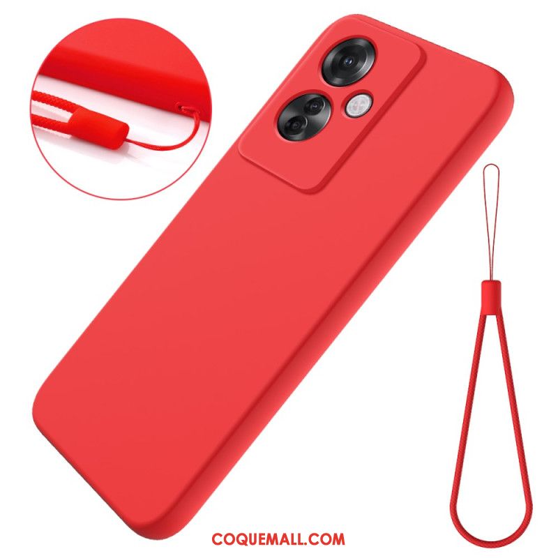 Coque Oppo Reno 11F 5G Silicone Liquide à Lanière