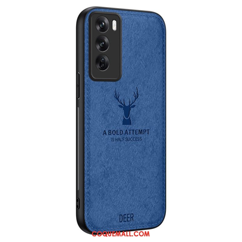 Coque Oppo Reno 12 Texture Tissu Motif Cerf