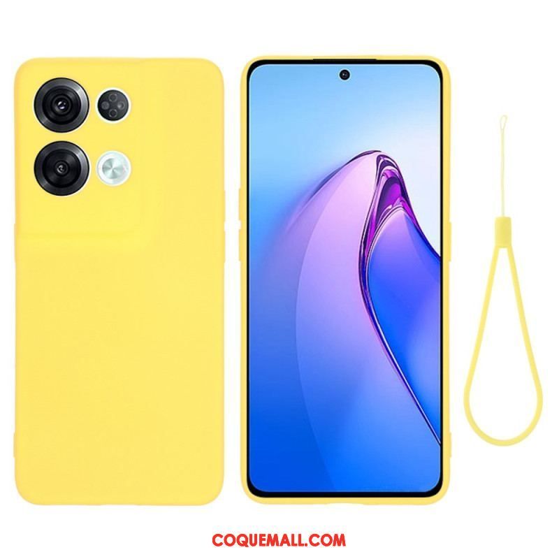 Coque Oppo Reno 8 Pro Silicone Liquide à Lanière