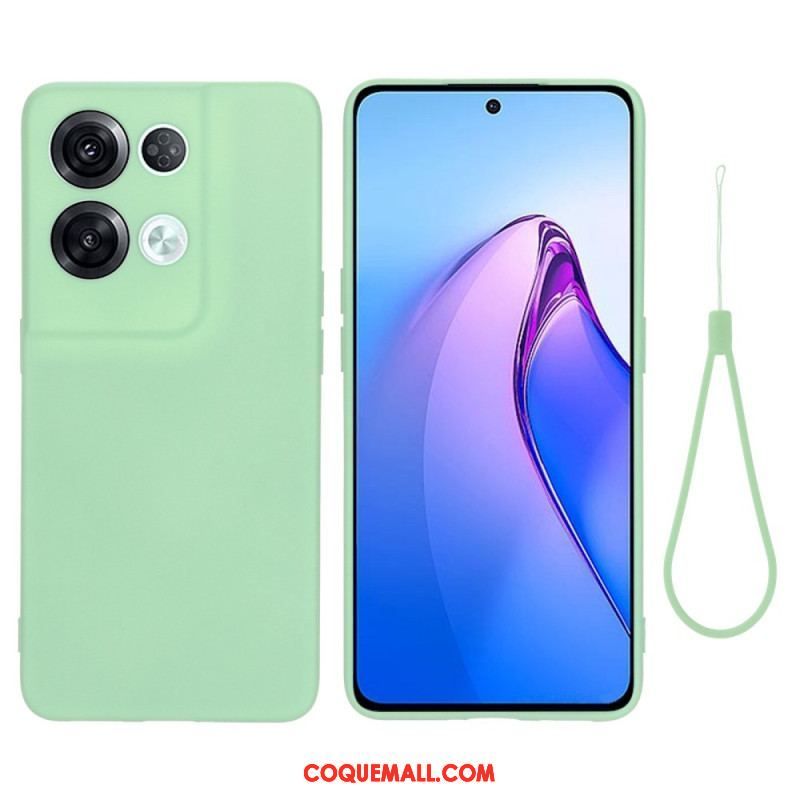 Coque Oppo Reno 8 Pro Silicone Liquide à Lanière