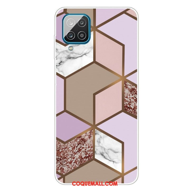 Coque Samsung Galaxy A12 / M12 Marbre Géométrique