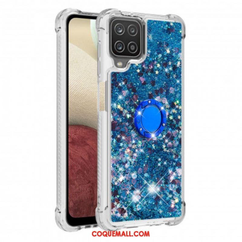 Coque Samsung Galaxy A12 / M12 Paillettes avec Anneau-Support