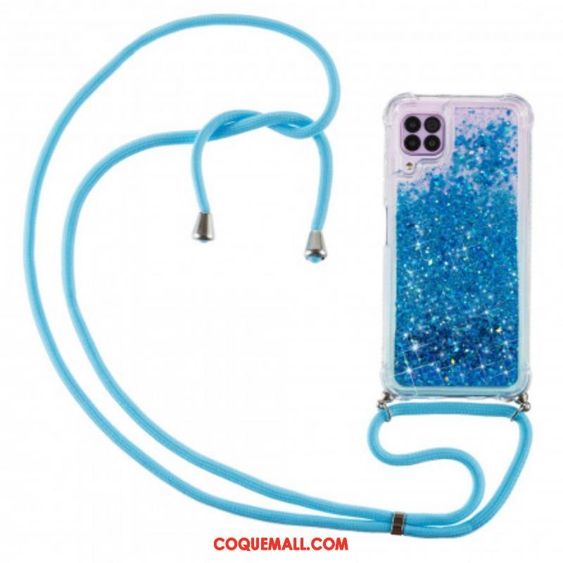 Coque Samsung Galaxy A12 / M12 Paillettes avec Cordon