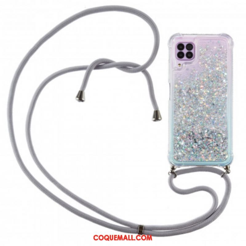 Coque Samsung Galaxy A12 / M12 Paillettes avec Cordon