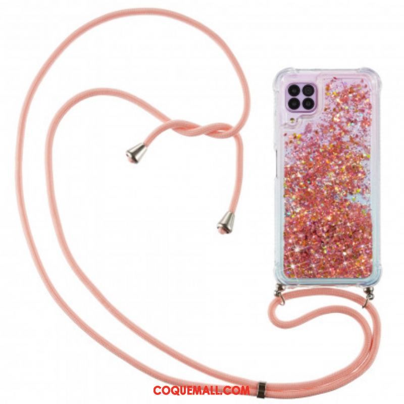 Coque Samsung Galaxy A12 / M12 Paillettes avec Cordon