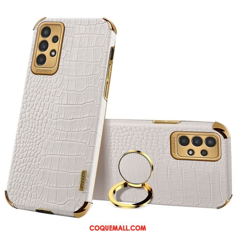 Coque Samsung Galaxy A13 Effet Crocodile avec Anneau