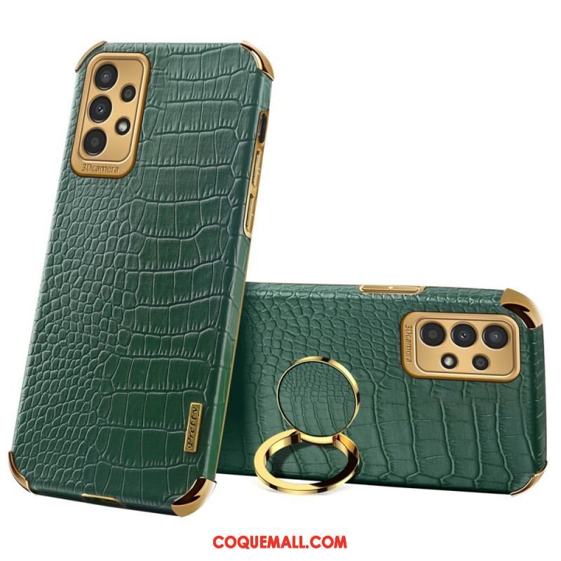 Coque Samsung Galaxy A13 Effet Crocodile avec Anneau