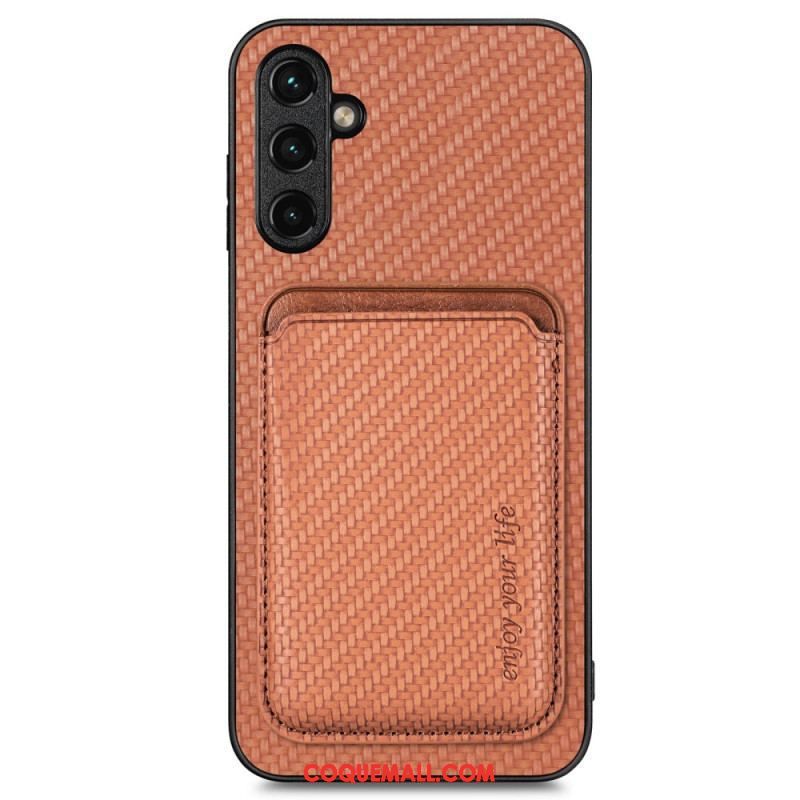 Coque Samsung Galaxy A14 5G / A14 Fibre Carbone Porte-Cartes Amovible