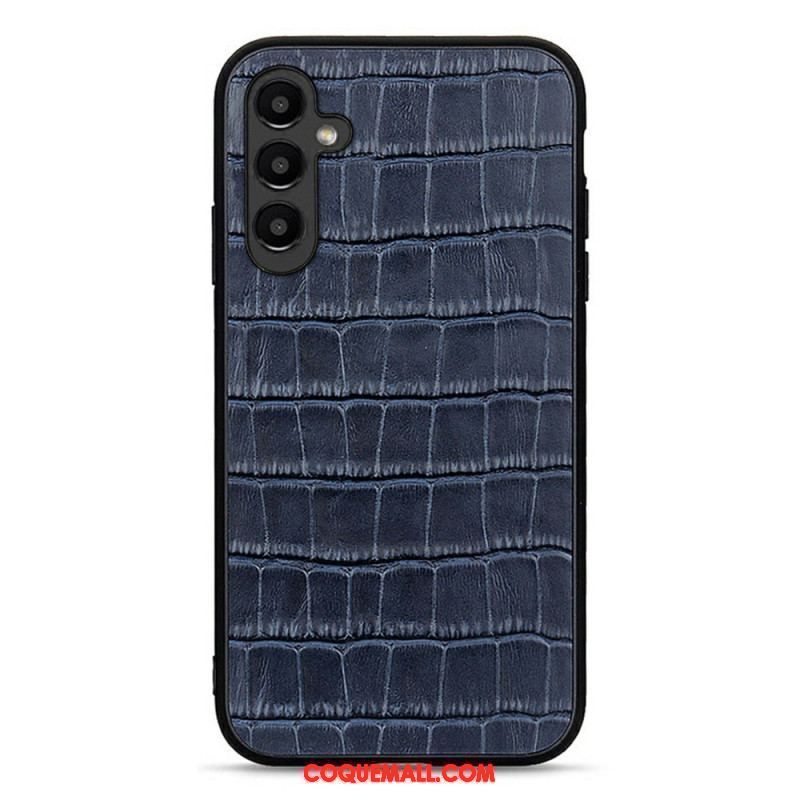 Coque Samsung Galaxy A14 5G / A14 Véritable Cuir Style Crocodile