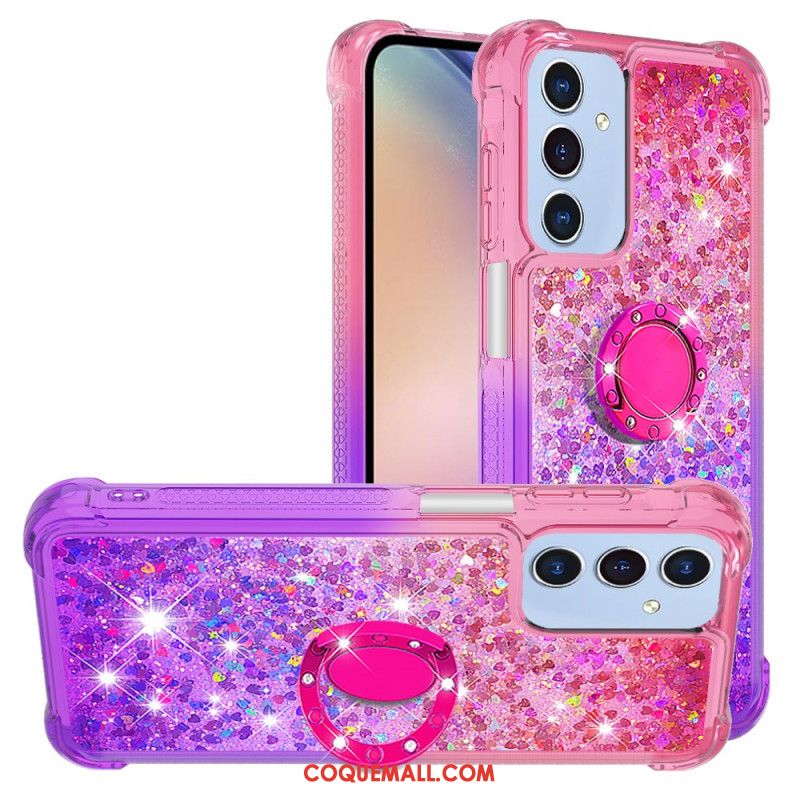 Coque Samsung Galaxy A15 5G Anneau-Support Dégradé Paillettes