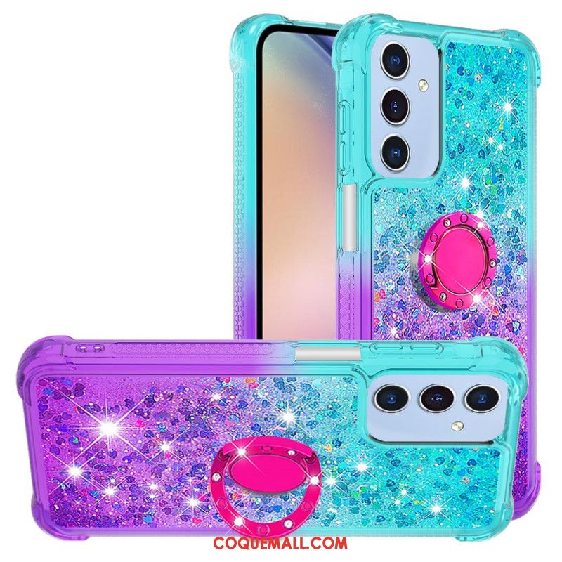 Coque Samsung Galaxy A15 5G Anneau-Support Dégradé Paillettes