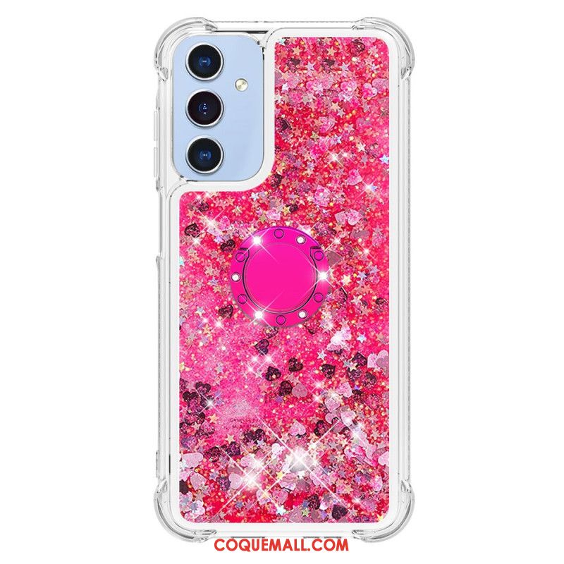 Coque Samsung Galaxy A15 5G Anneau-Support Paillettes Liquides