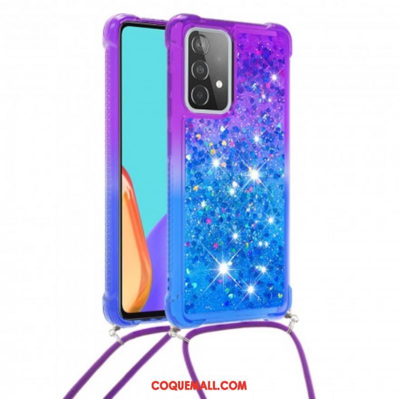 Coque Samsung Galaxy A52 4G / A52 5G / A52s 5G Silicone Paillettes et Cordon