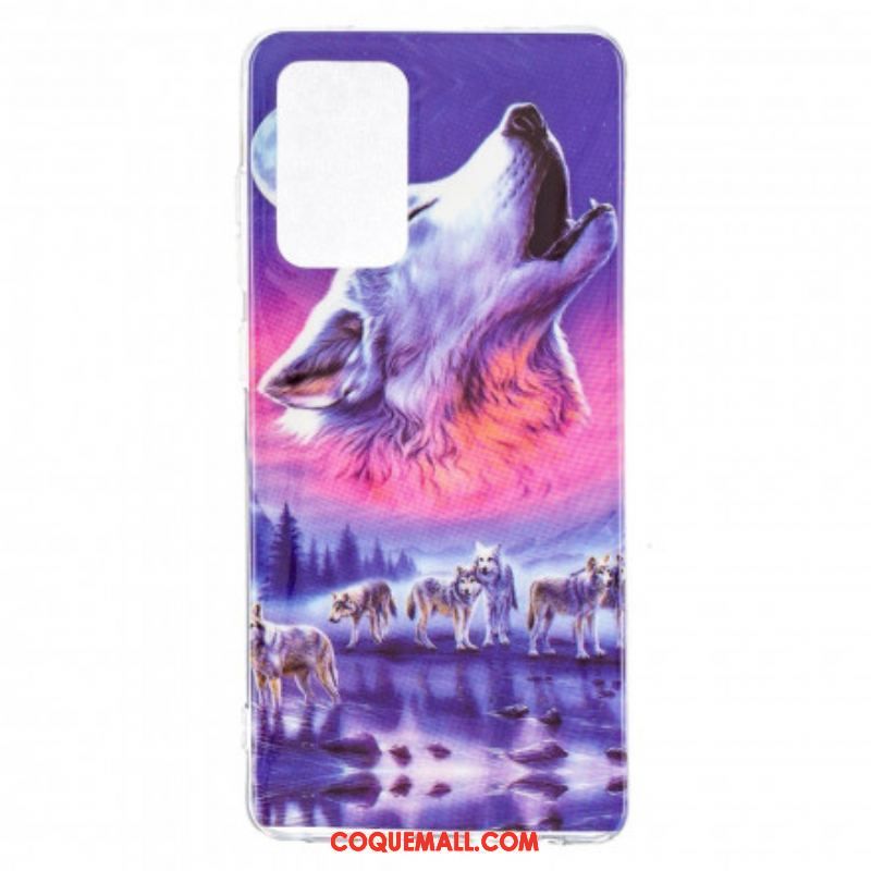 Coque Samsung Galaxy A52 4G / A52 5G / A52s 5G Série Loup Fluorescente