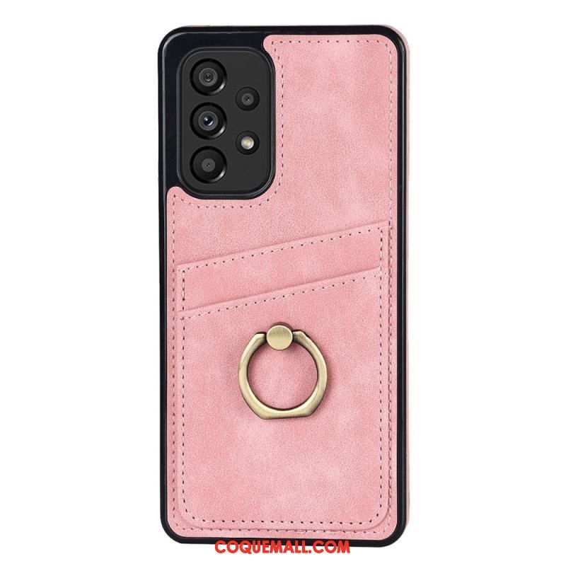 Coque Samsung Galaxy A53 5G Vintage Anneau-Support et Porte-Cartes