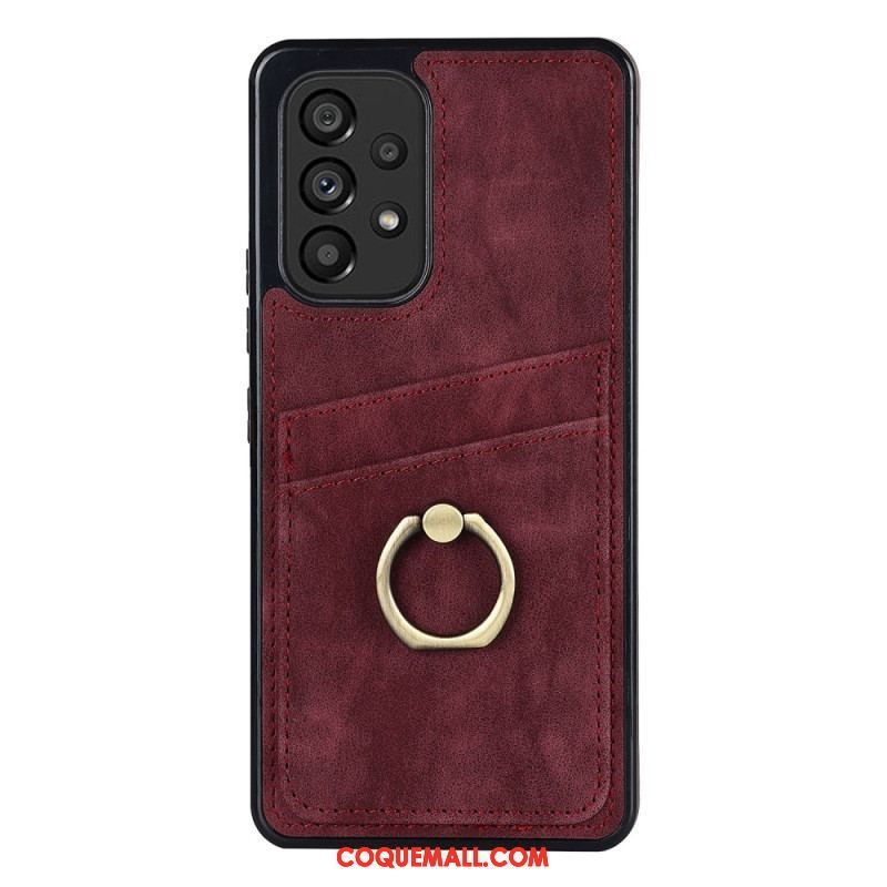 Coque Samsung Galaxy A53 5G Vintage Anneau-Support et Porte-Cartes