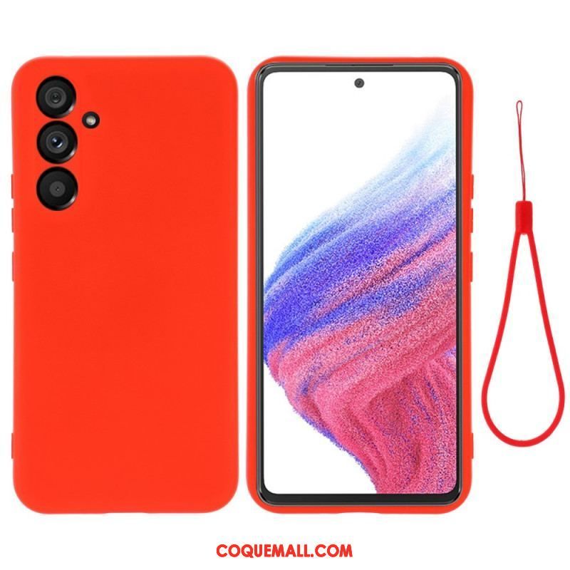 Coque Samsung Galaxy A54 5G Silicone Liquide avec Lanière