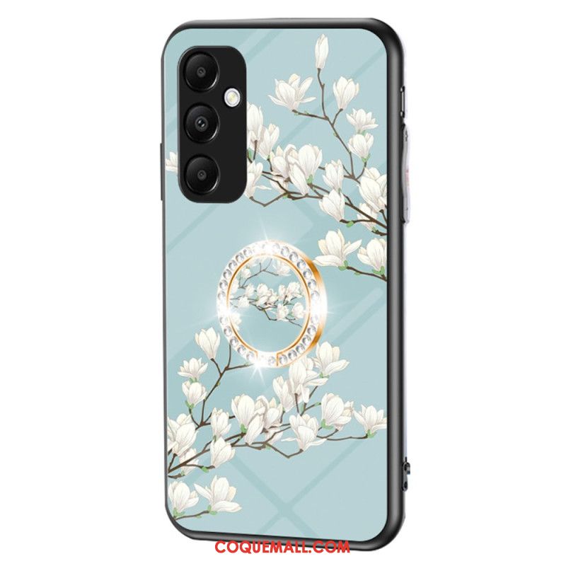 Coque Samsung Galaxy A55 5G Verre Trempé avec Support Motif Floral