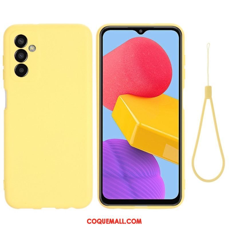 Coque Samsung Galaxy M13 Silicone Liquide avec Lanière